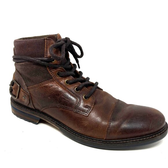 Aldo Mens Brown Leather Lace Up Boot Buckle Accent Wrap Size 11 - Picture 4 of 11
